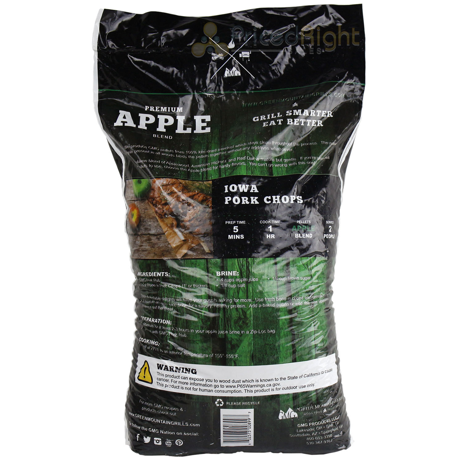 Wood Cooking Pellets Apple Pellet Blend 28 lb Bag Red Oak Hickory
